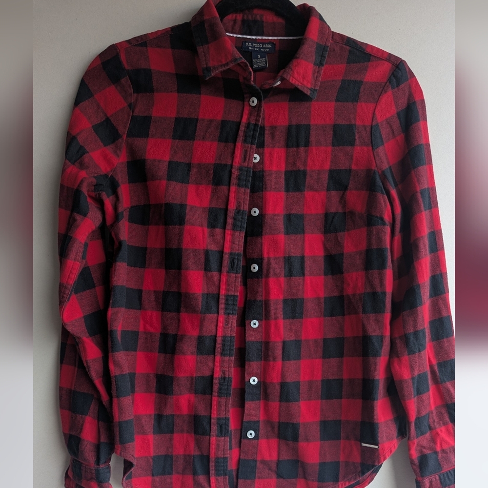 U.S. Polo Assn. Red and Black Checkered Men's Shirt